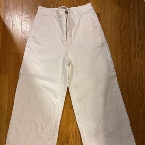 Everlane white cropped wide leg jeans